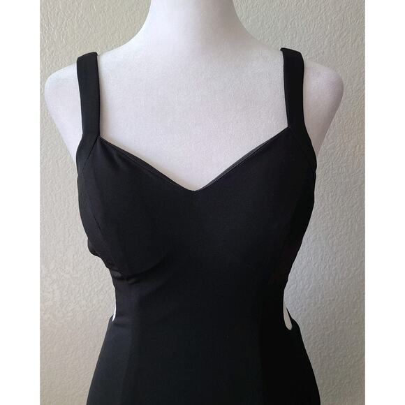 Alyce Paris Retro Babydoll Mini Black Dress Sz 00 NYE Evening Cutout Party Y2K - Picture 3 of 12